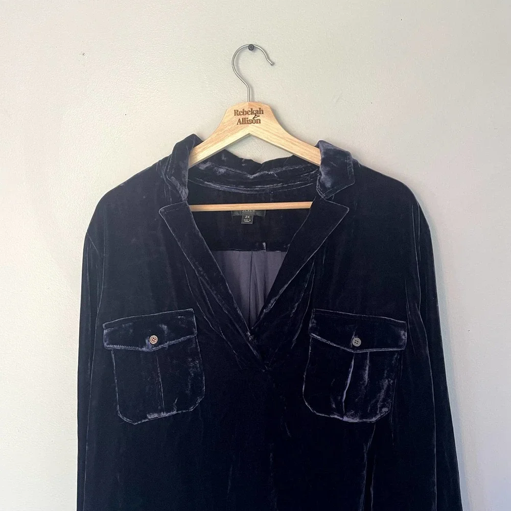 J.Crew Classic-fit Velvet Button-Down Shirt in Blue/Purple SZ 2X - Picture 2 of 12